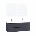 Ensemble meuble double vasque gris anthracite 120cm + plan double vasque + 2 miroirs