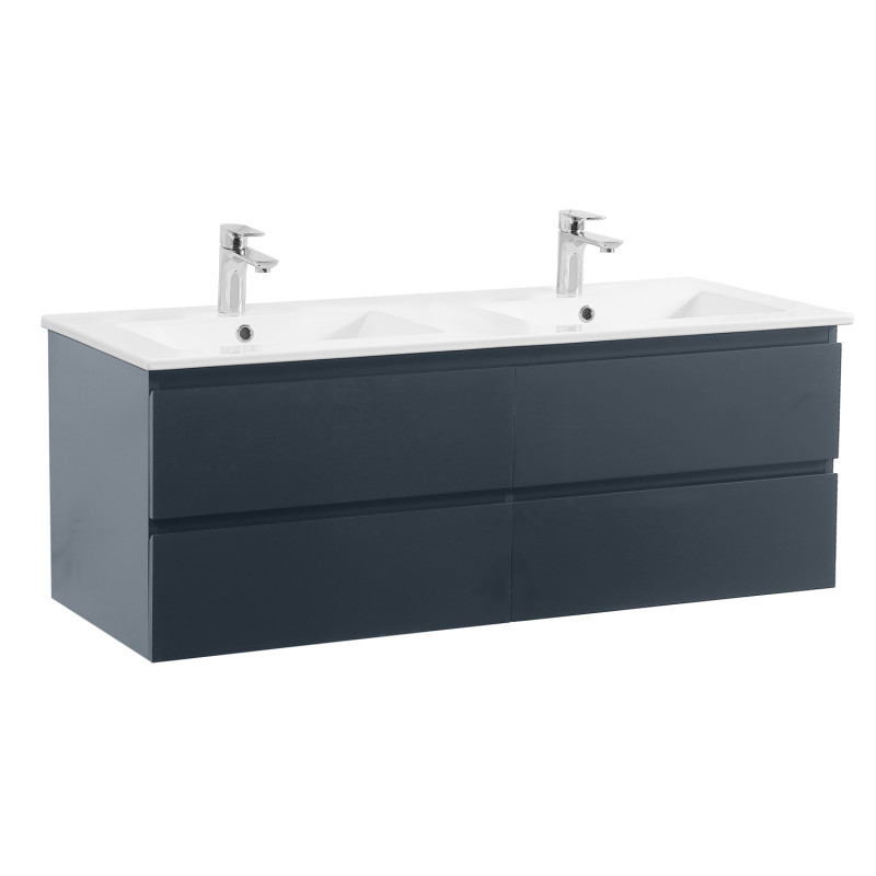 Salle de bain complète gris et chêne double vasque 120 cm - Funchal