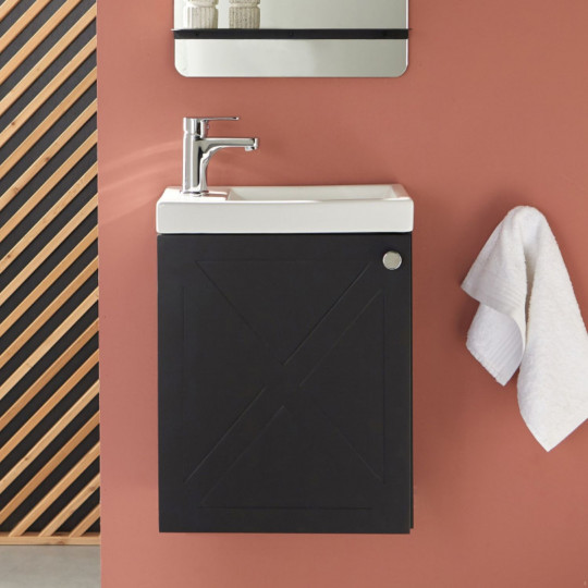 Vente meuble lave-mains gris anthracite design avec robinet eau froide