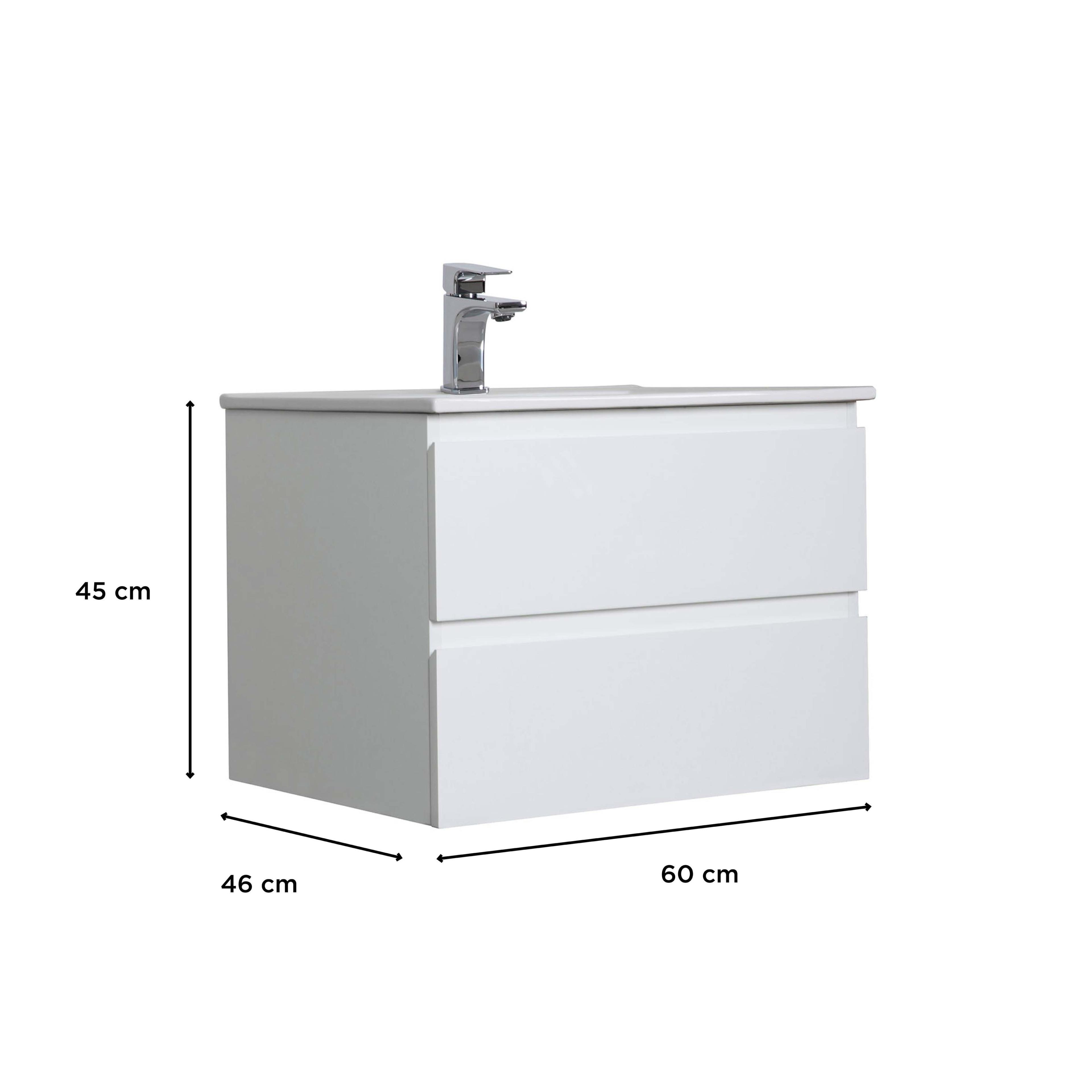 Meuble lavabo suspendu avec lavabo – Blanc – 60 cm - Newington