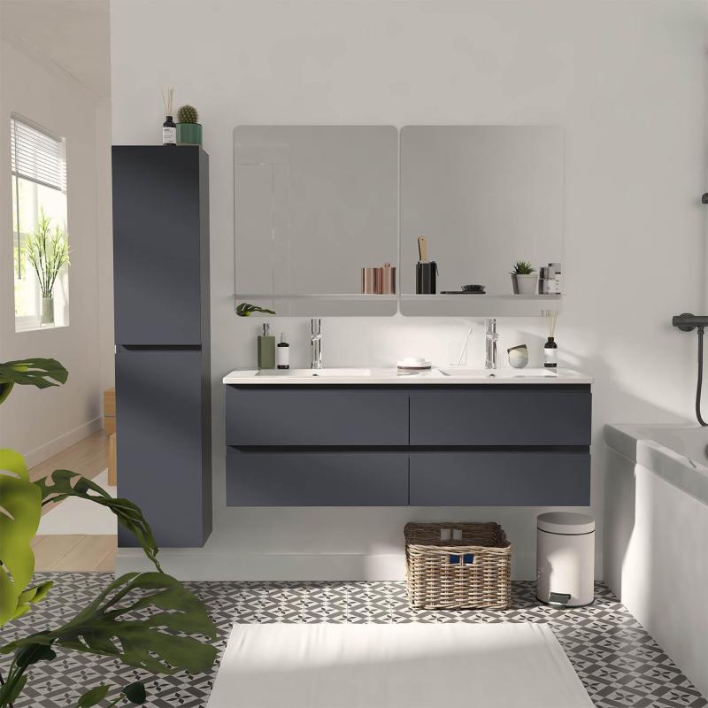 Meuble bas de rangement ouvert salle de bain Monako Grey - Stellameubles