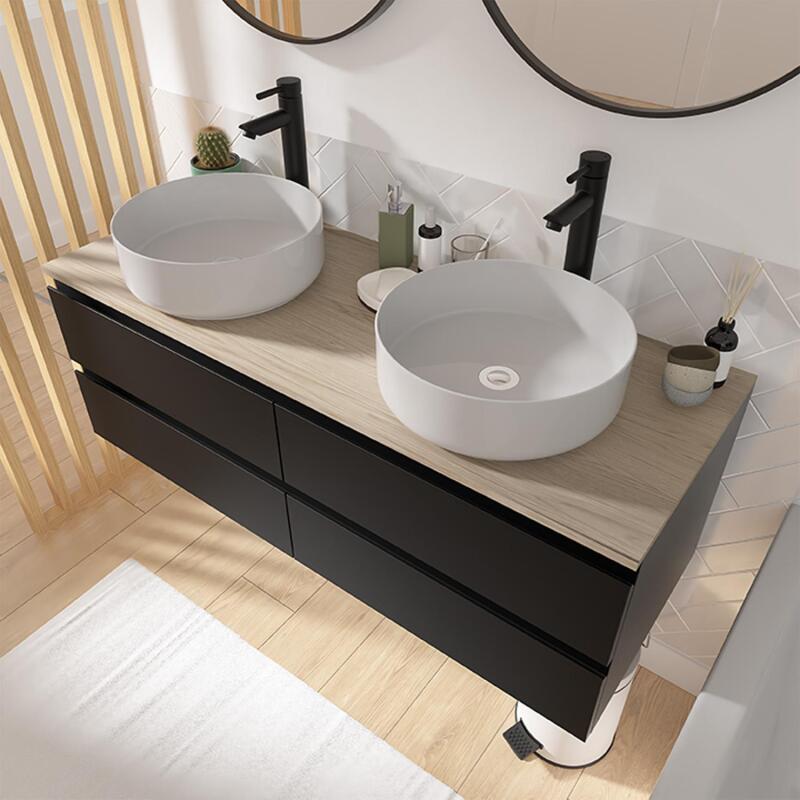 Ensemble de meubles de salle de bain, SORRENTO, Noir carbone