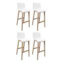 Lot de 4 tabourets de bar 75 cm en chêne et assise blanche