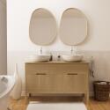 Ensemble meuble double vasque 120 cm chêne naturel + 2 vasques + 2 robinets + 2 miroirs