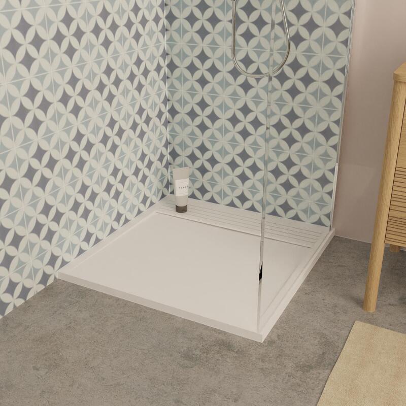 Receveur de douche 90x90 cm en béton blanc