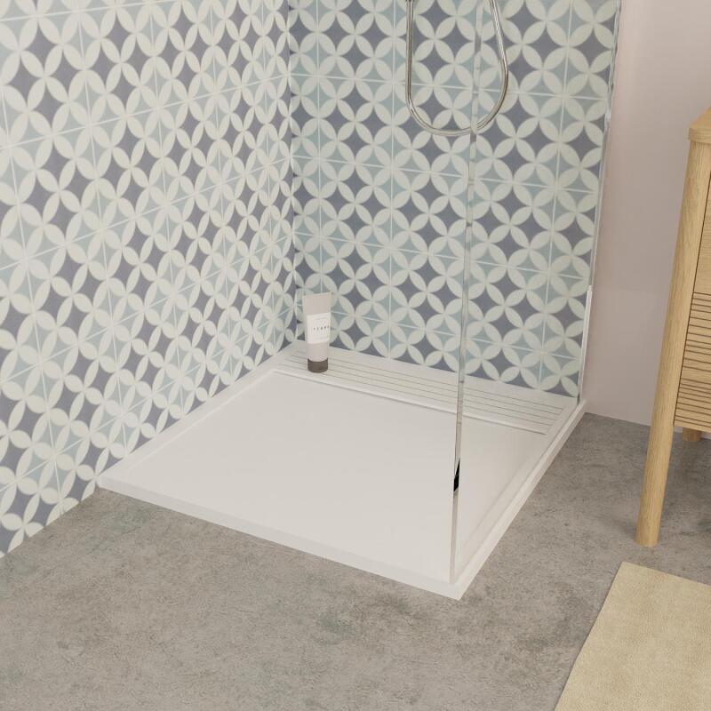 Receveur de douche 80x80 cm en béton blanc