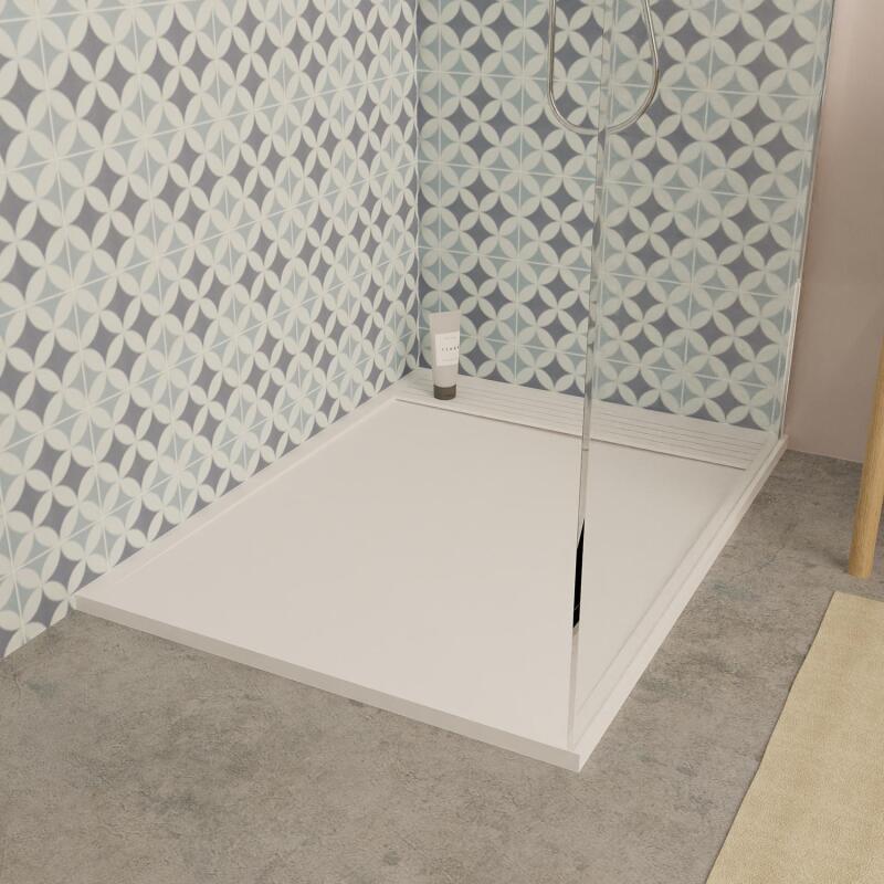 Receveur de douche 120x90 cm en béton blanc