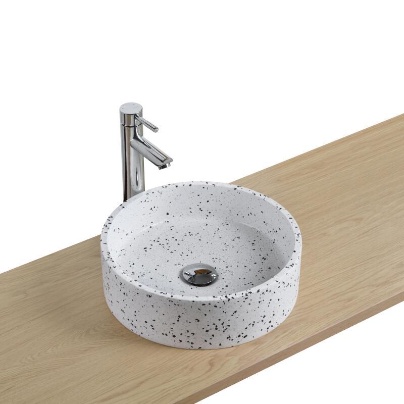 Vasque à poser rond en terrazzo blanc D38cm