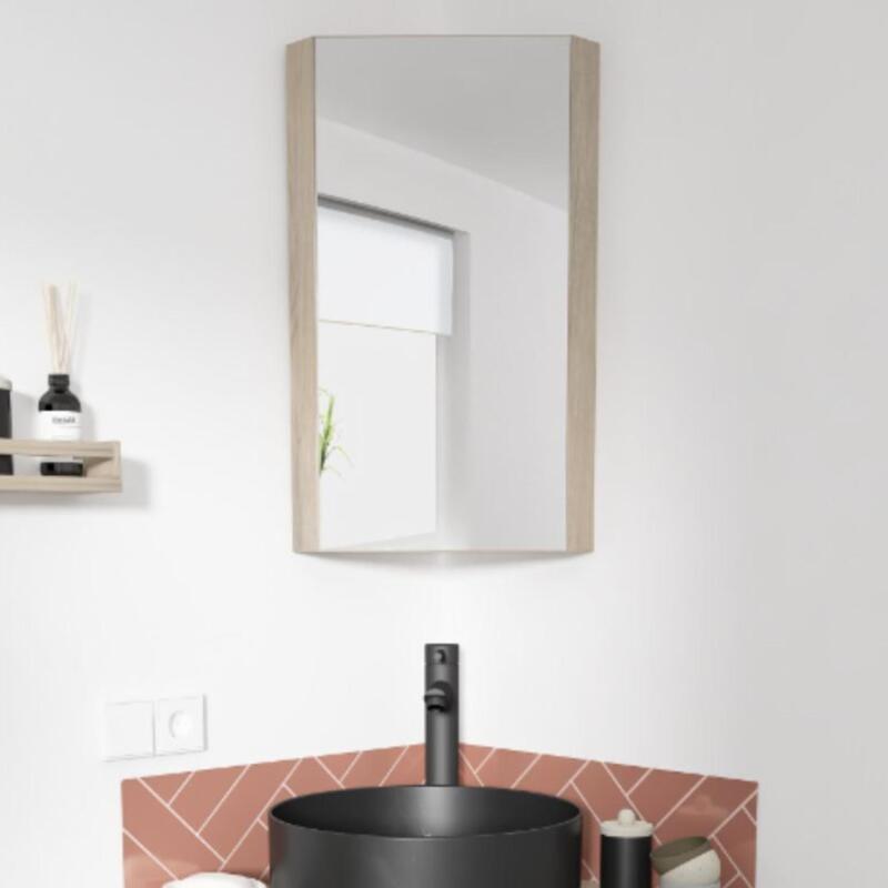 Armoire de toilette d'angle décor chêne 25.2 x 70 cm