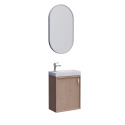 Ensemble meuble lave-mains décor chêne + miroir